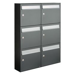 Brievenbusunit Flow set wand 2-breed, 3-hoog - antraciet