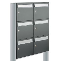 Brievenbusunit Flow set vrijstaand 2-breed, 3-hoog - antraciet