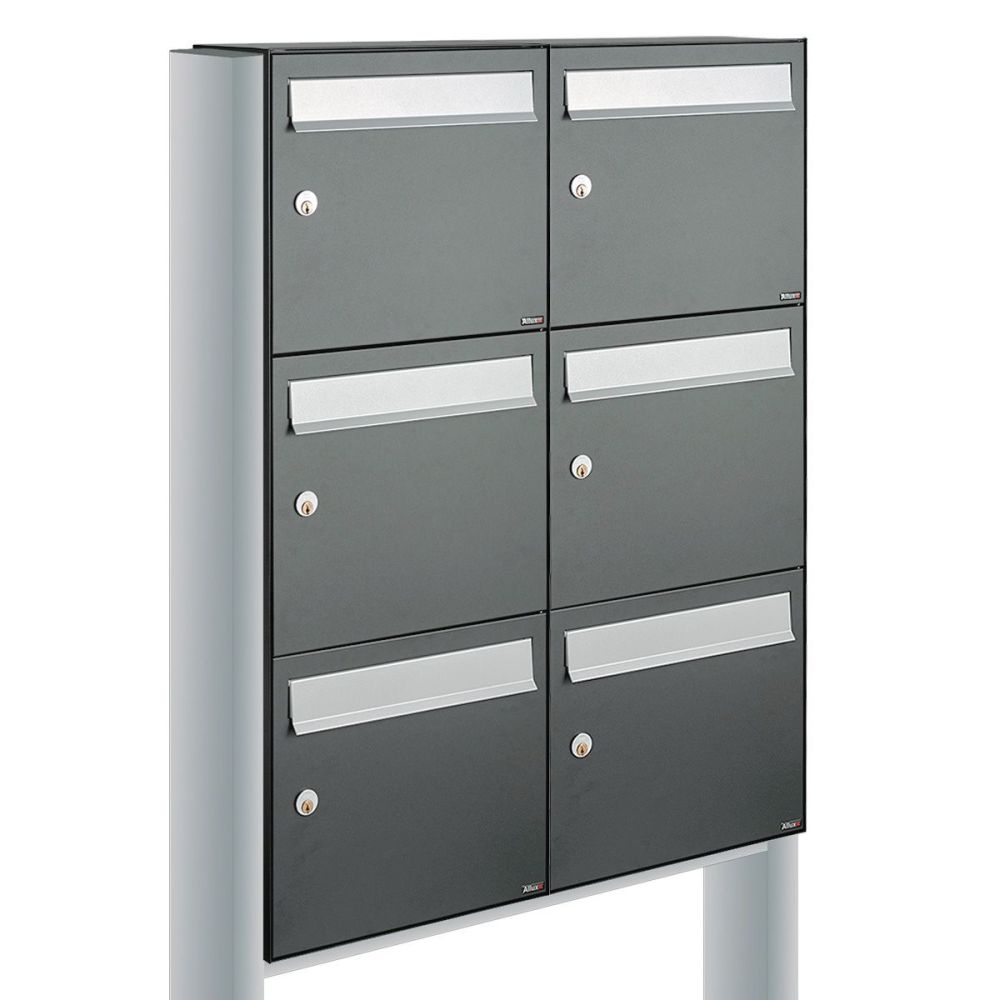 Brievenbusunit Flow set vrijstaand 2-breed, 3-hoog - antraciet