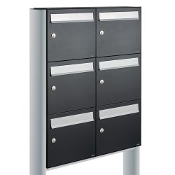 Brievenbusunit Flow set vrijstaand 2-breed, 3-hoog - zwart