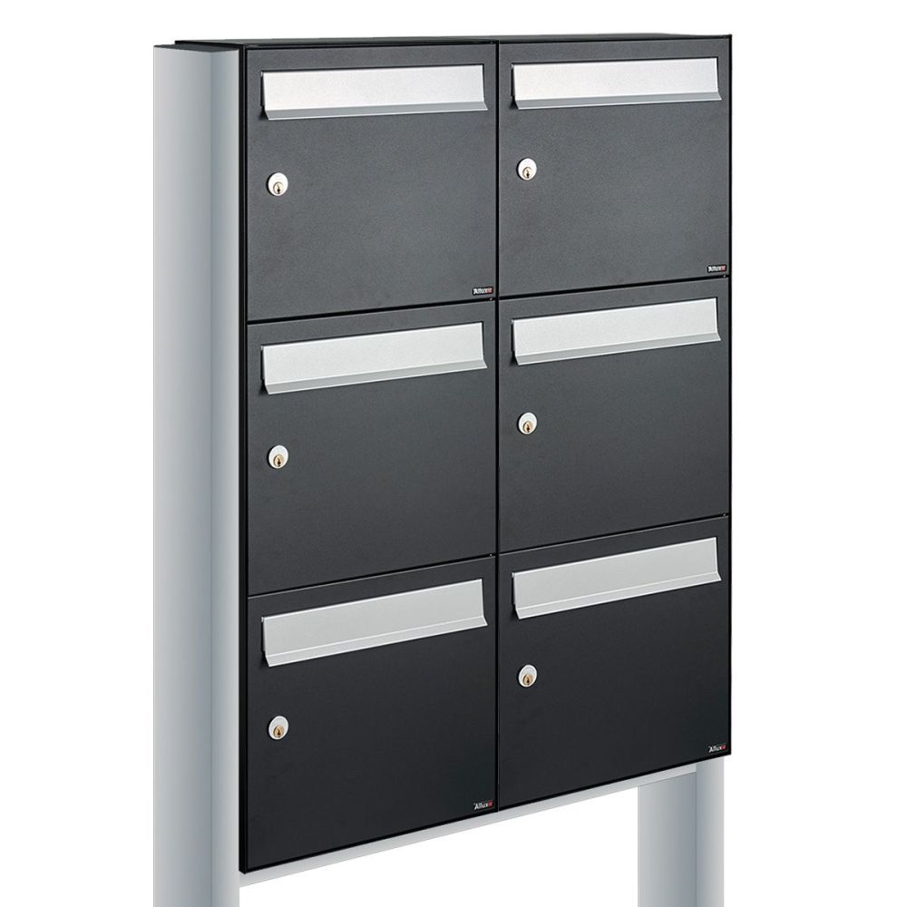 Brievenbusunit Flow set vrijstaand 2-breed, 3-hoog - zwart