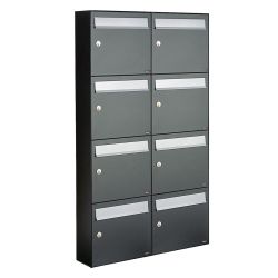 Brievenbusunit Flow set wand 2-breed, 4-hoog - antraciet