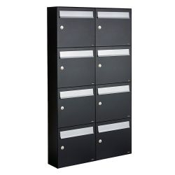 Brievenbusunit Flow set wand 2-breed, 4-hoog - zwart