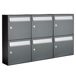 Brievenbusunit Flow set wand 3-breed, 2-hoog - antraciet