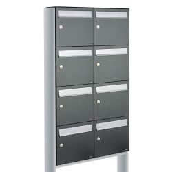Brievenbusunit Flow set vrijstaand 2-breed, 4-hoog - antraciet