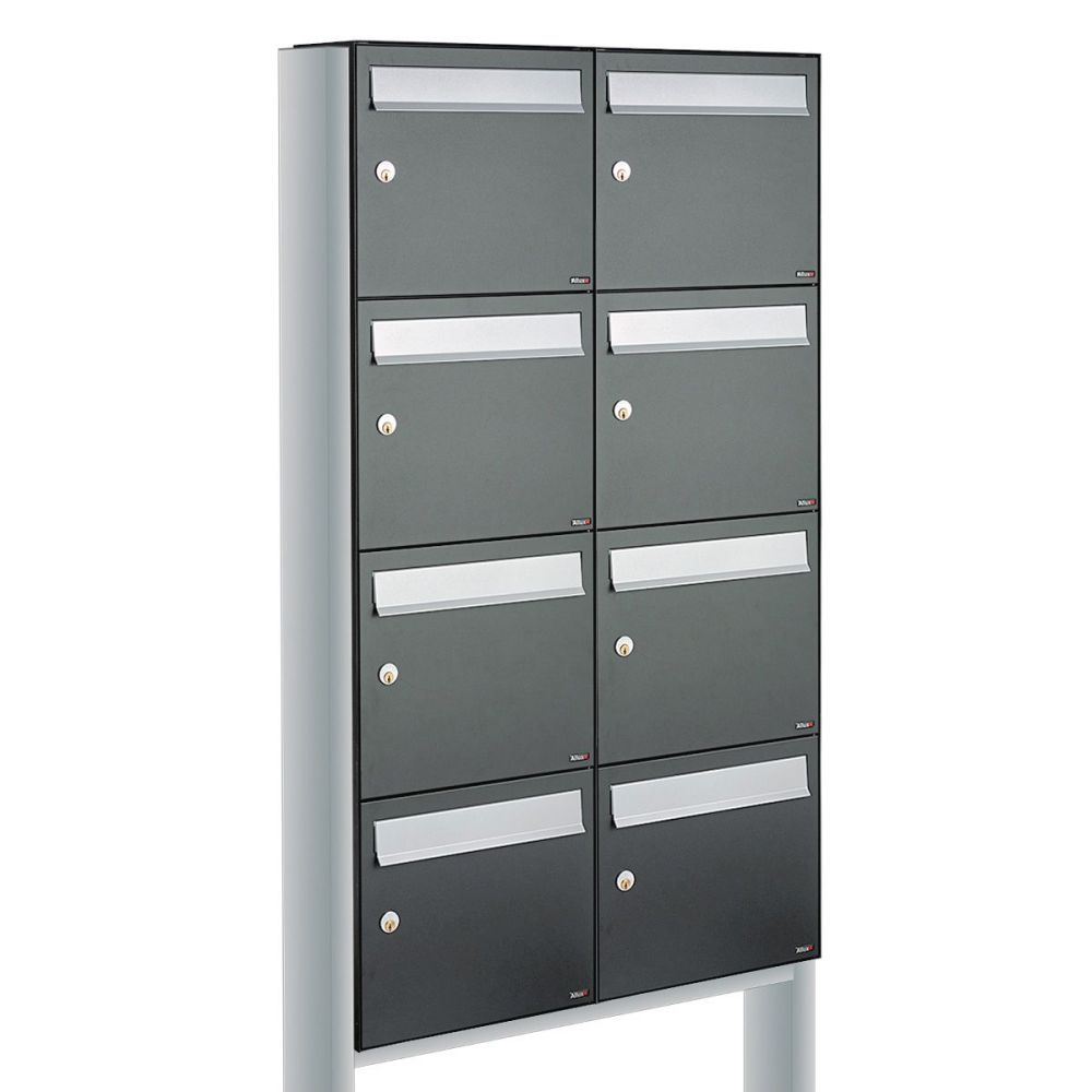 Brievenbusunit Flow set vrijstaand 2-breed, 4-hoog - antraciet