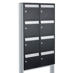 Brievenbusunit Flow set vrijstaand 2-breed, 4-hoog - zwart