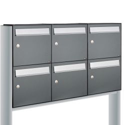 Brievenbusunit Flow set vrijstaand 3-breed, 2-hoog - antraciet