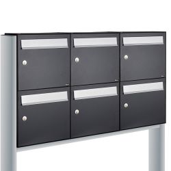 Brievenbusunit Flow set vrijstaand 3-breed, 2-hoog - zwart