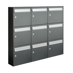 Brievenbusunit Flow set wand 3-breed, 3-hoog - antraciet