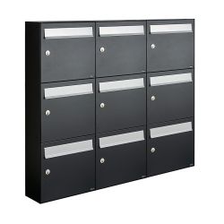 Brievenbusunit Flow set wand 3-breed, 3-hoog - zwart