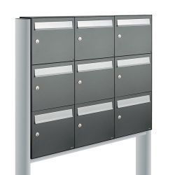 Brievenbusunit Flow set vrijstaand 3-breed, 3-hoog - antraciet
