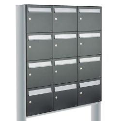 Brievenbusunit Flow set vrijstaand 3-breed, 4-hoog - antraciet