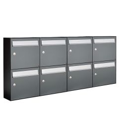 Brievenbusunit Flow set wand 4-breed, 2-hoog - antraciet