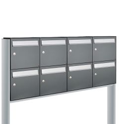 Brievenbusunit Flow set vrijstaand 4-breed, 2-hoog - antraciet