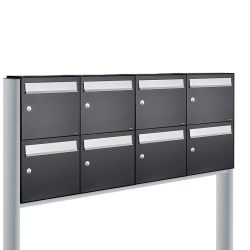 Brievenbusunit Flow set vrijstaand 4-breed, 2-hoog - zwart