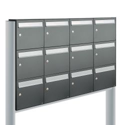 Brievenbusunit Flow set vrijstaand 4-breed, 3-hoog - antraciet