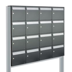 Brievenbusunit Flow set vrijstaand 4-breed, 4-hoog - antraciet