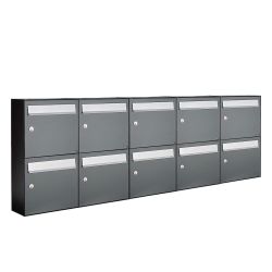 Brievenbusunit Flow set wand 5-breed, 2-hoog - antraciet