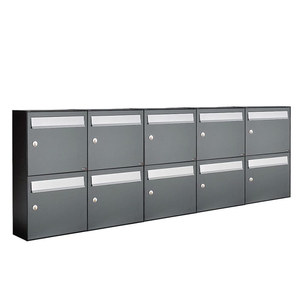 Brievenbusunit Flow set wand 5-breed, 2-hoog - antraciet