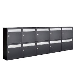 Brievenbusunit Flow set wand 5-breed, 2-hoog - zwart