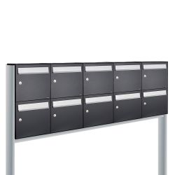 Brievenbusunit Flow set vrijstaand 5-breed, 2-hoog - zwart