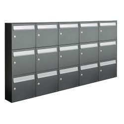 Brievenbusunit Flow set wand 5-breed, 3-hoog - antraciet