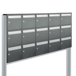 Brievenbusunit Flow set vrijstaand 5-breed, 3-hoog - antraciet