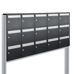 Brievenbusunit Flow set vrijstaand 5-breed, 3-hoog - zwart