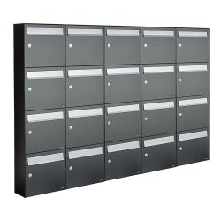 Brievenbusunit Flow set wand 5-breed, 4-hoog - antraciet