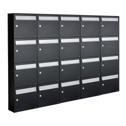 Brievenbusunit Flow set wand 5-breed, 4-hoog - zwart