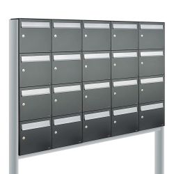 Brievenbusunit Flow set vrijstaand 5-breed, 4-hoog - antraciet