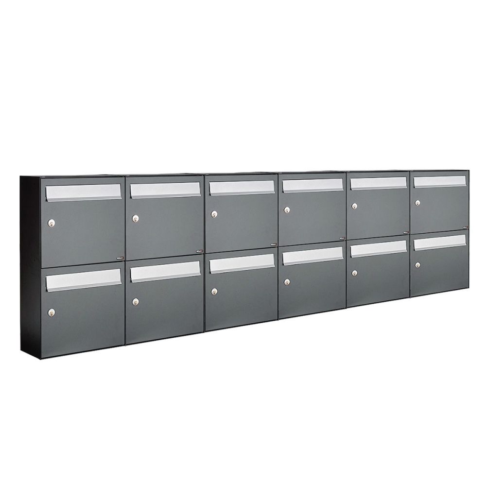Brievenbusunit Flow set wand 6-breed, 2-hoog - antraciet