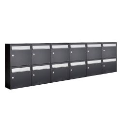 Brievenbusunit Flow set wand 6-breed, 2-hoog - zwart