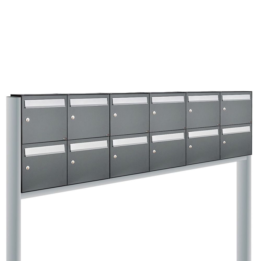 Brievenbusunit Flow set vrijstaand 6-breed, 2-hoog - antraciet