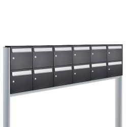 Brievenbusunit Flow set vrijstaand 6-breed, 2-hoog - zwart