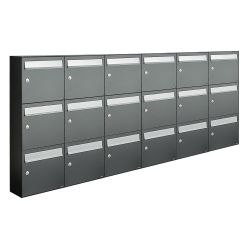 Brievenbusunit Flow set wand 6-breed, 3-hoog - antraciet