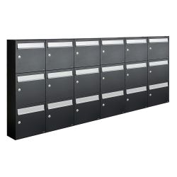 Brievenbusunit Flow set wand 6-breed, 3-hoog - zwart