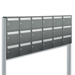 Brievenbusunit Flow set vrijstaand 6-breed, 3-hoog - antraciet