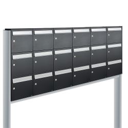 Brievenbusunit Flow set vrijstaand 6-breed, 3-hoog - zwart