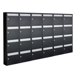 Brievenbusunit Flow set wand 6-breed, 4-hoog - zwart