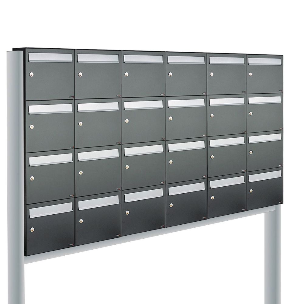 Brievenbusunit Flow set vrijstaand 6-breed, 4-hoog - antraciet
