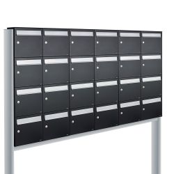 Brievenbusunit Flow set vrijstaand 6-breed, 4-hoog - zwart