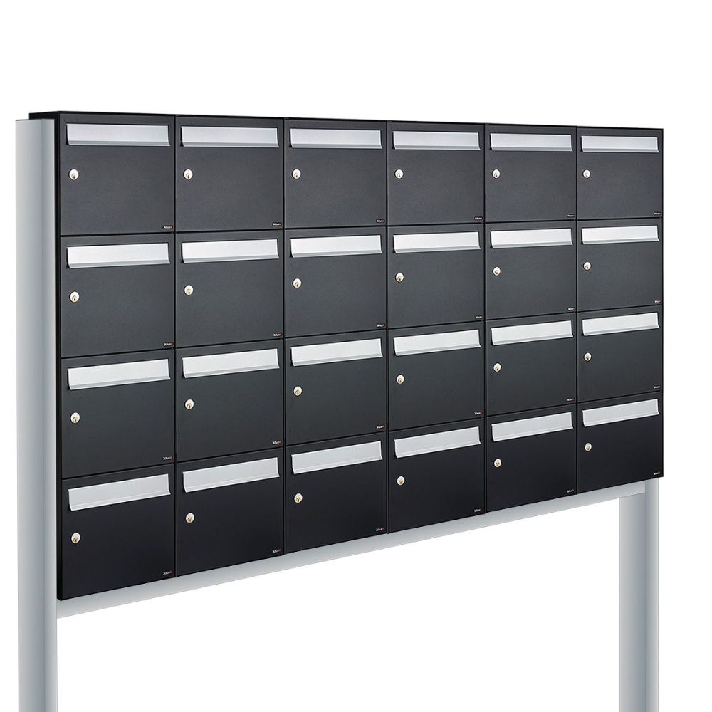 Brievenbusunit Flow set vrijstaand 6-breed, 4-hoog - zwart