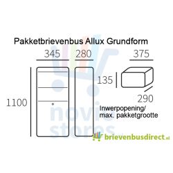 Pakketbrievenbus Allux Grundform antraciet