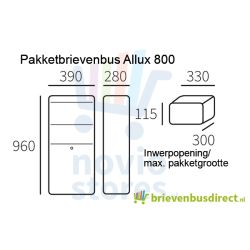 Pakketbrievenbus Allux 800 zwart