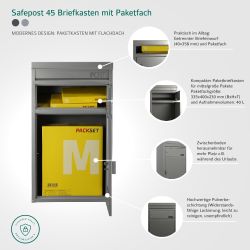 Brievenbus met pakketvak SafePost 45 - zilvergrijs
