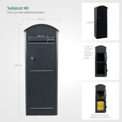 Brievenbus met pakketvak SafePost 80 - antracietgrijs