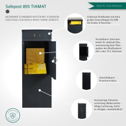 Vrijstaande brievenbus SafePost Tiamat 855 - antracietgrijs