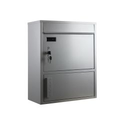Brievenbus met klein pakketvak SafePost Tiamat 921 - zilvergrijs